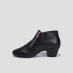Bottines à talons en cuir zippées noir femme
