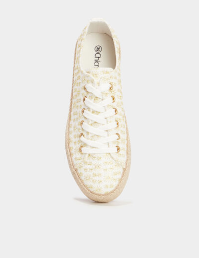 Tennis basses semelles en corde blanc femme