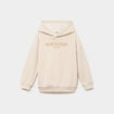 Sweat hoodie doubl&eacute; &agrave; capuche oversize ecru gar&ccedil;on