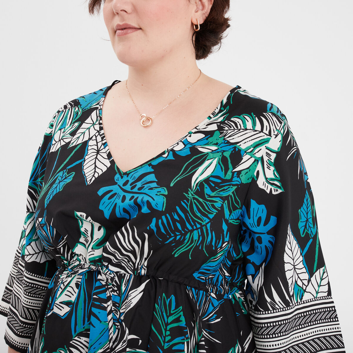 Tunique droite asymétrique noir femme grande taille