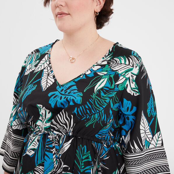 Tunique droite asymétrique noir femme grande taille