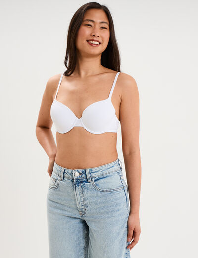 Soutien-gorge corbeille padd&eacute; microfibre blanc femme