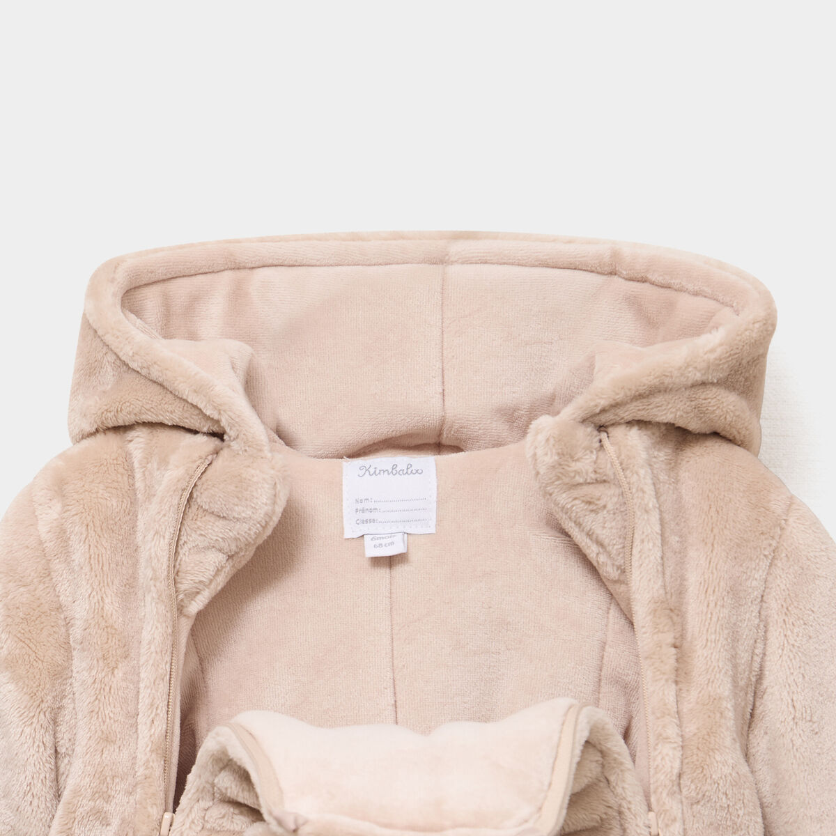 Combinaison pilote effet velours capuche beige b&eacute;b&eacute;