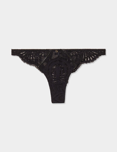 Tanga en dentelle noir femme