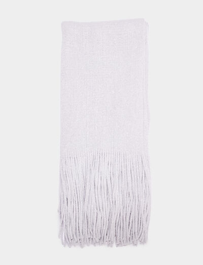 Écharpe tricotée à franges gris femme