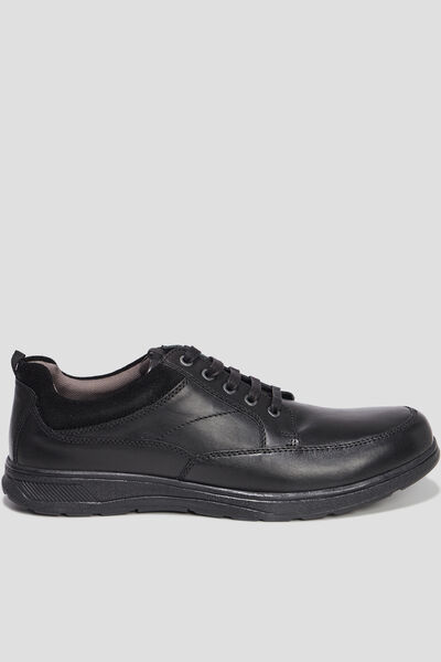 Derbies &agrave; lacets en cuir noir homme