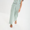 Pantalon large lin m&eacute;lang&eacute; ceintur&eacute; vert pastel fille