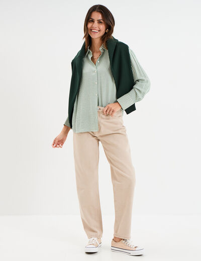 Chemise manches longues vert kaki femme