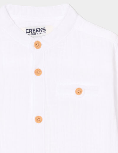 Chemise col mao coton Creeks blanc bébé garçon