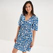 Robe courte taille &eacute;lastiqu&eacute;e bleu marine femme