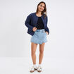 T-shirt coton col rond manches courtes noir femme