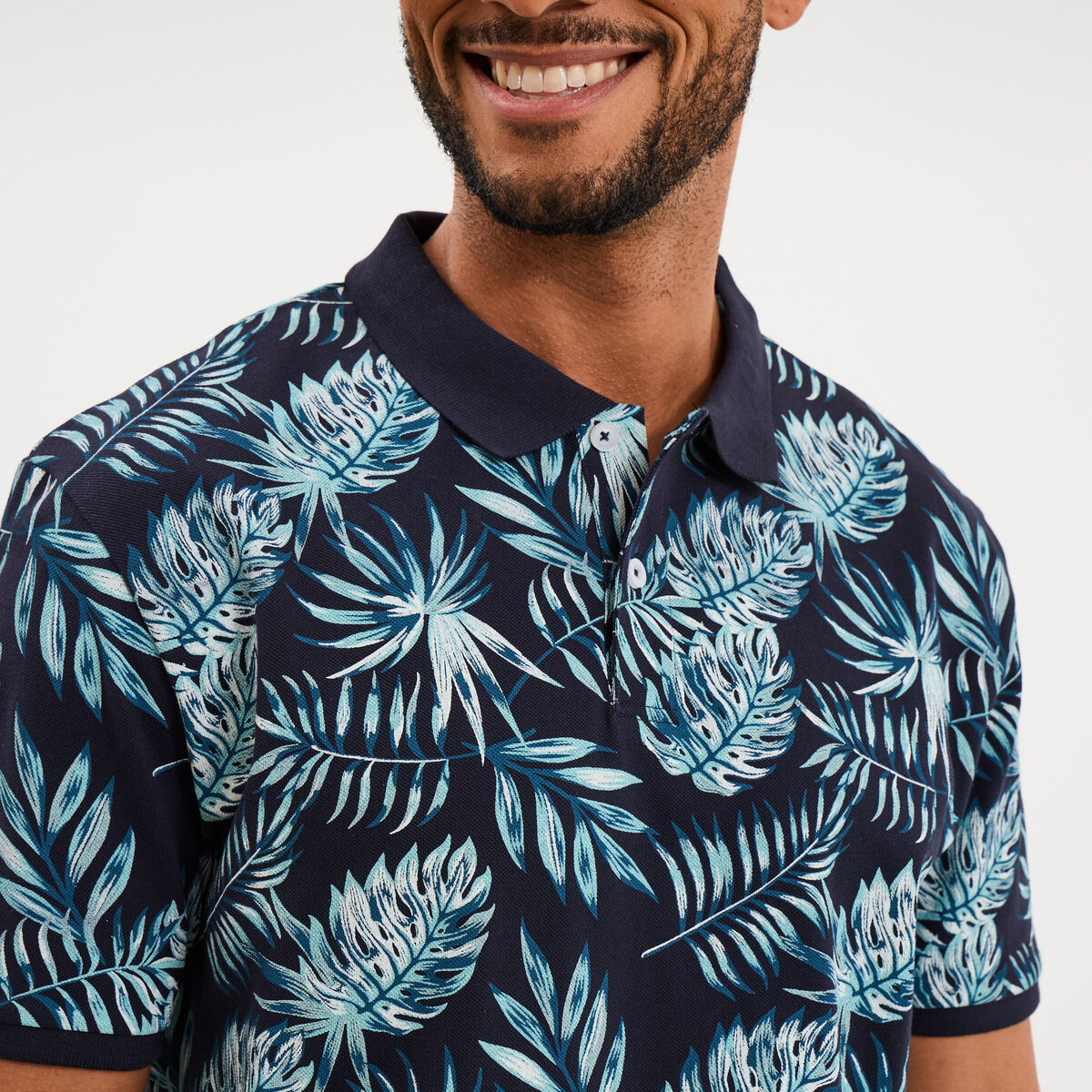 Polo jersey coton manches courtes bleu fonc&eacute; homme