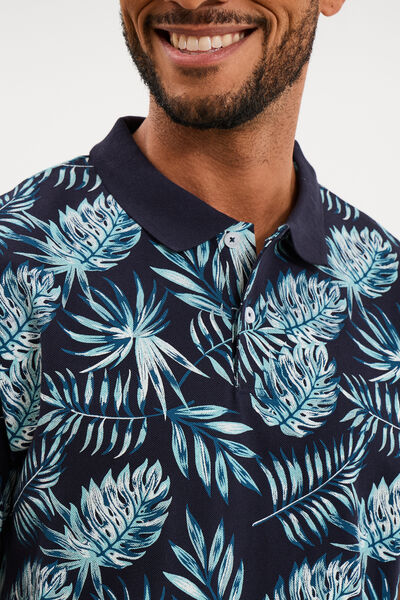 Polo jersey coton manches courtes bleu fonc&eacute; homme