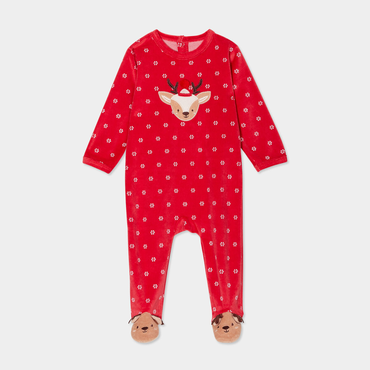 Dors-bien No&euml;l manches longues boutonn&eacute; rouge b&eacute;b&eacute;