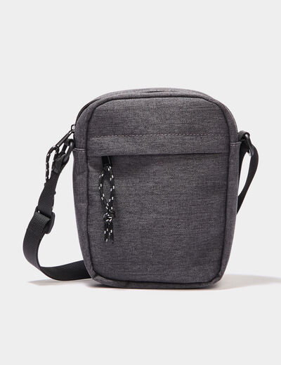 Sac pochette en bandouli&egrave;re gris fonc&eacute; homme