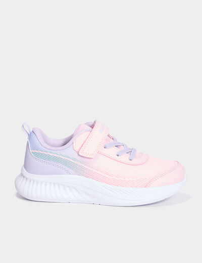 Baskets running à scratchs rose fille