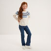 Jean flare poches plaqu&eacute;es bleu fonc&eacute; fille