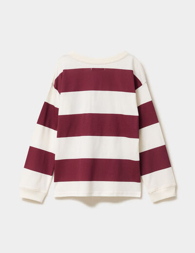T-shirt col rond manches longues coton bordeaux garçon