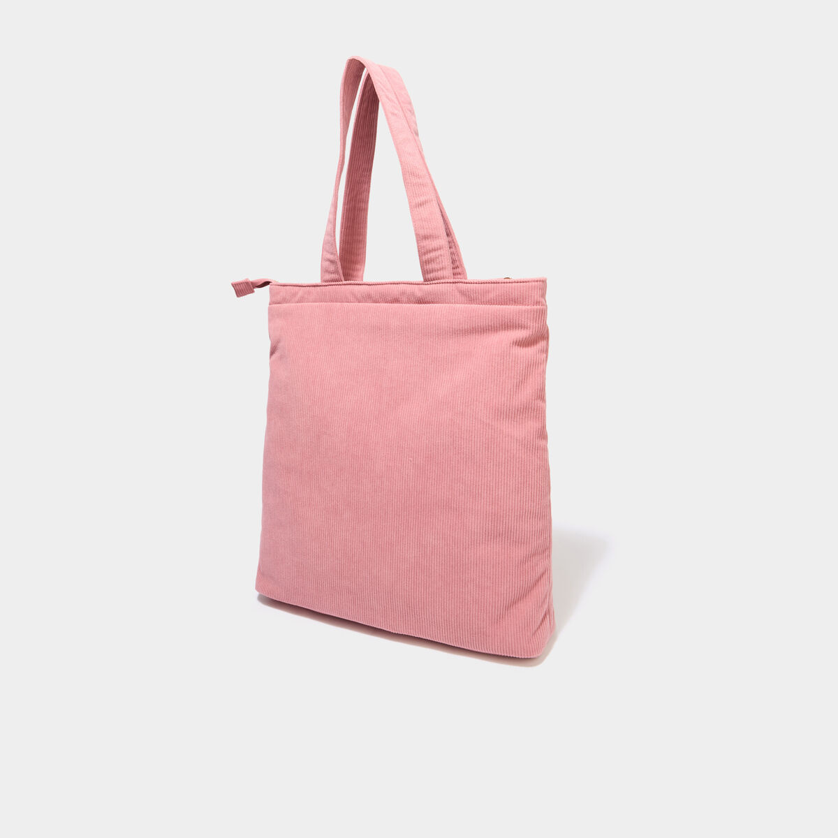 Sac tote bag zipp&eacute; effet velours vieux rose femme