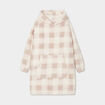 Poncho plaid effet polaire &agrave; capuche rose femme