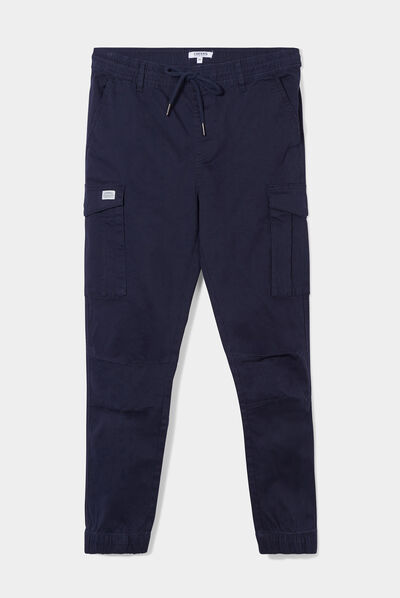 Pantalon cargo taille élastiquée Creeks bleu foncé homme