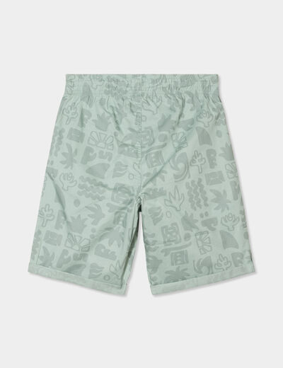 Short bermuda droit taille élastiquée vert kaki garçon