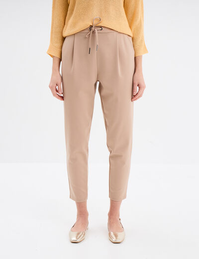 Pantalon en molleton à taille élastiquée sable femme