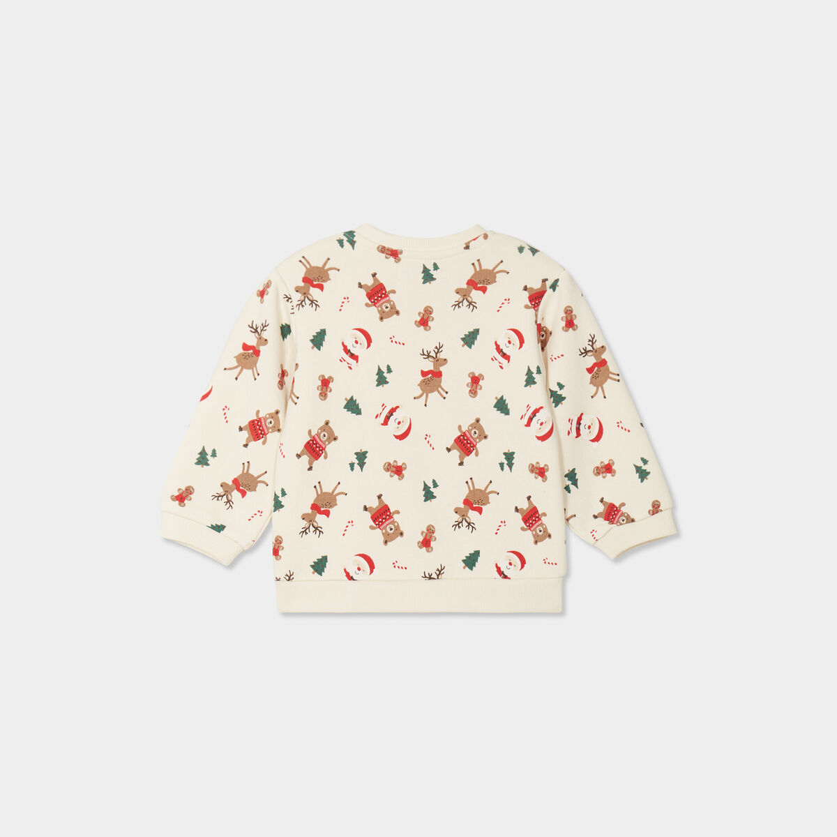 Sweat coton col rond No&euml;l ecru b&eacute;b&eacute; gar&ccedil;on