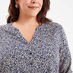 Blouse manches 3/4 retroussables bleu marine femme grande taille