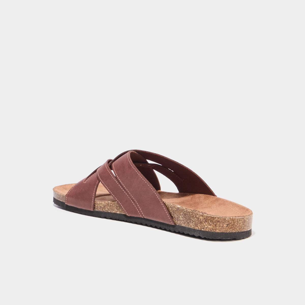 Mules brides crois&eacute;es marron homme