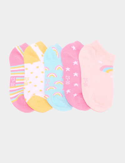 Lot 5 paires chaussettes invisibles multicolore fille