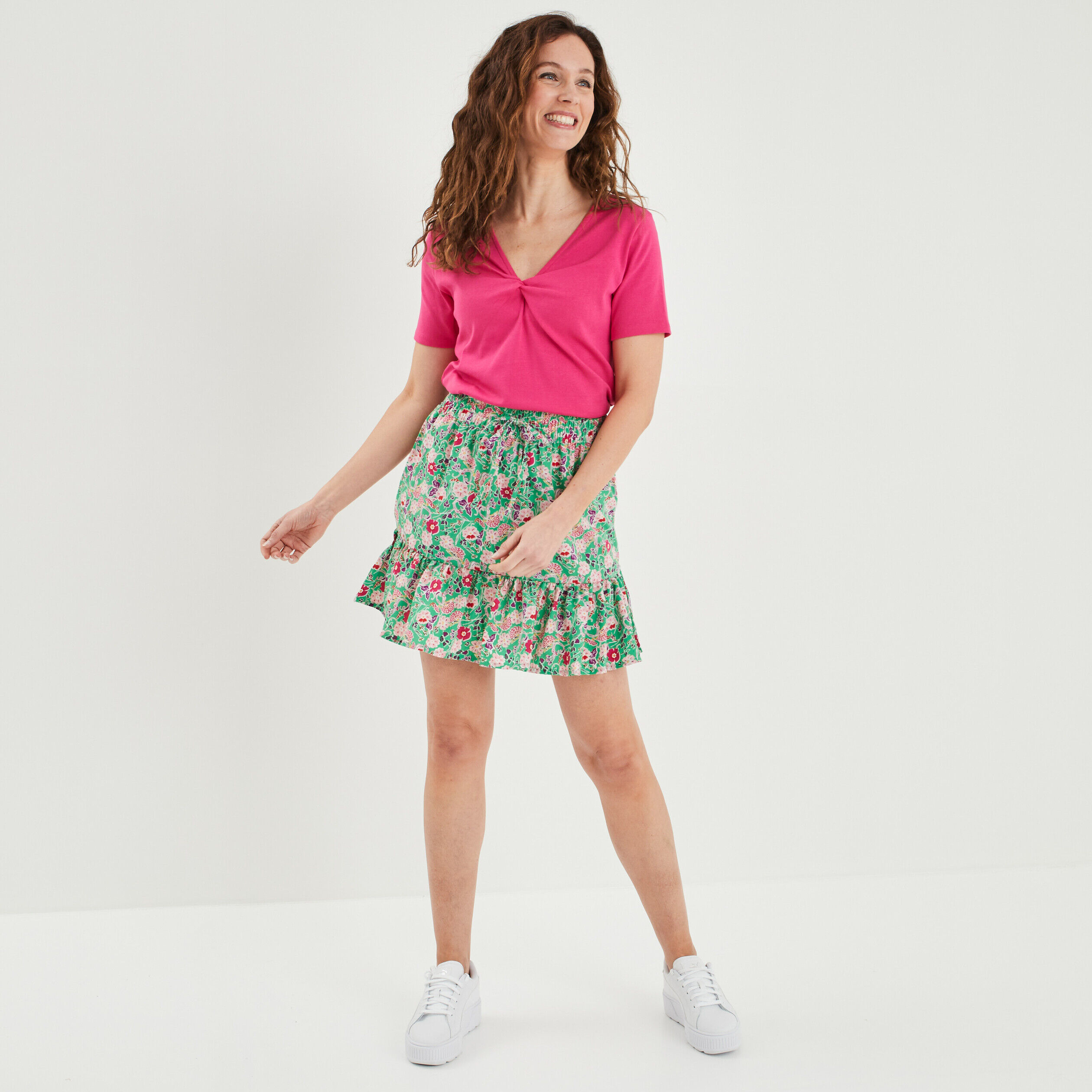 Jupe fleurie femme pas chere courte La Halle
