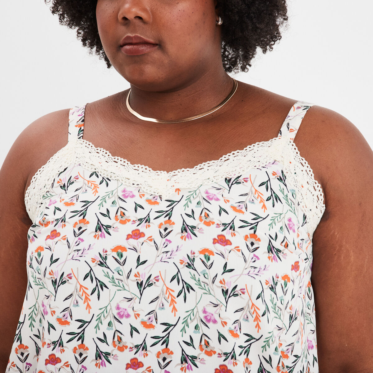 Débardeur fluide bretelles larges ecru femme grande taille