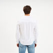 Chemise col mao lin m&eacute;lang&eacute; blanc homme