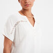 Blouse manches courtes gaze de coton blanc femme