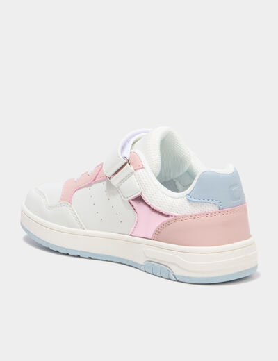 Tennis basses &agrave; scratchs bout renforc&eacute; blanc fille
