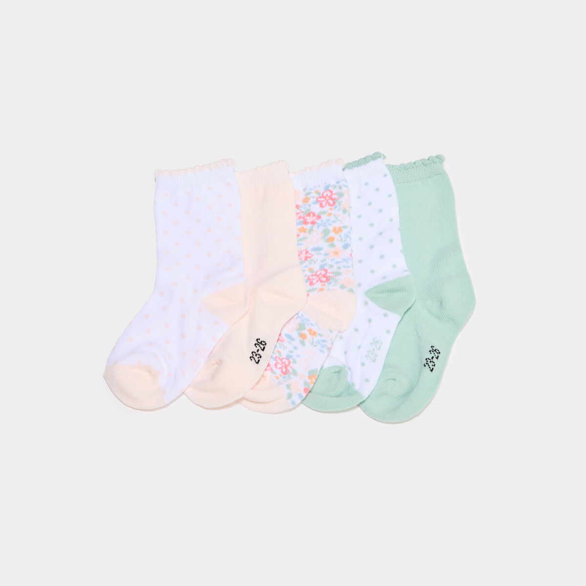 Lot 5 paires chaussettes mi-hautes rose b&eacute;b&eacute; fille