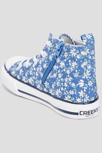 Baskets montantes en toile bout renforc&eacute; bleu fille