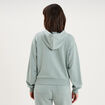 Sweat zipp&eacute; &agrave; capuche bleu gris femme