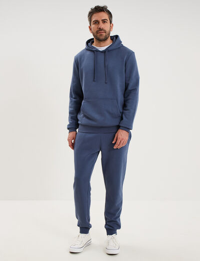 Sweat molleton &agrave; capuche hoodie bleu lavande homme