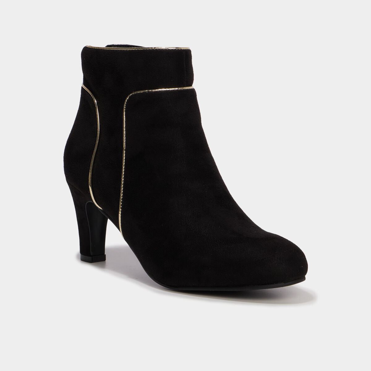 Bottines effet su&eacute;dine &agrave; talons noir femme