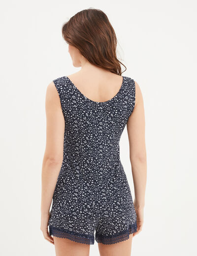 Haut de pyjama débardeur bleu marine femme