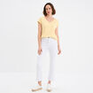 T-shirt dos dentelle brod&eacute;e coton jaune clair femme