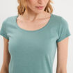 T-shirt coton col rond manches courtes bleu gris femme