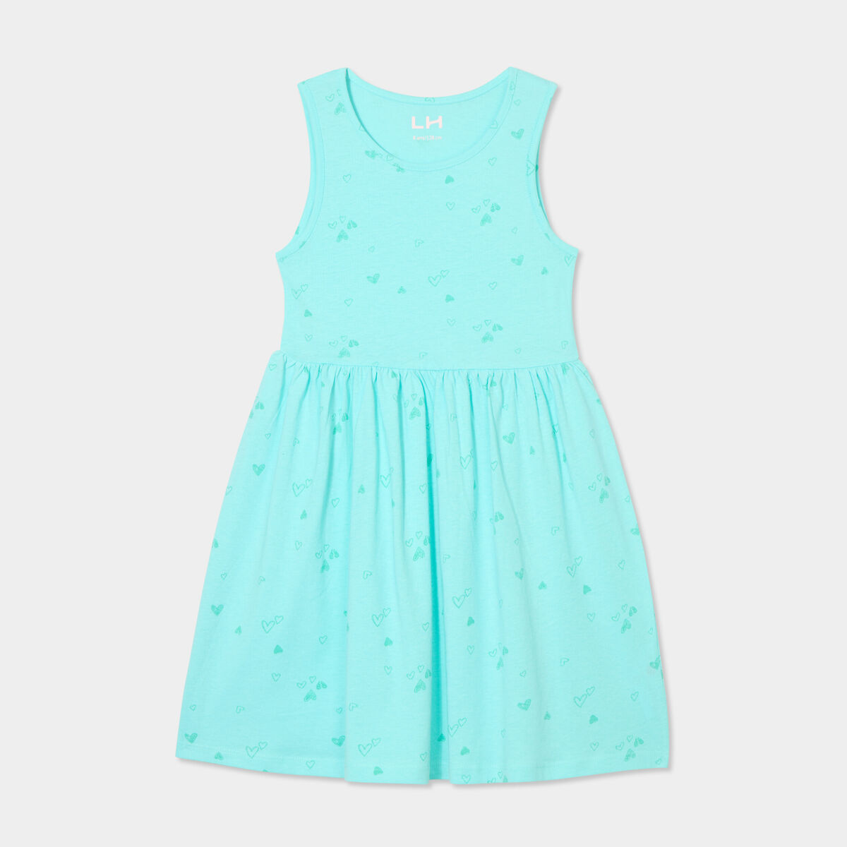 Robe patineuse sans manches coton bleu clair fille