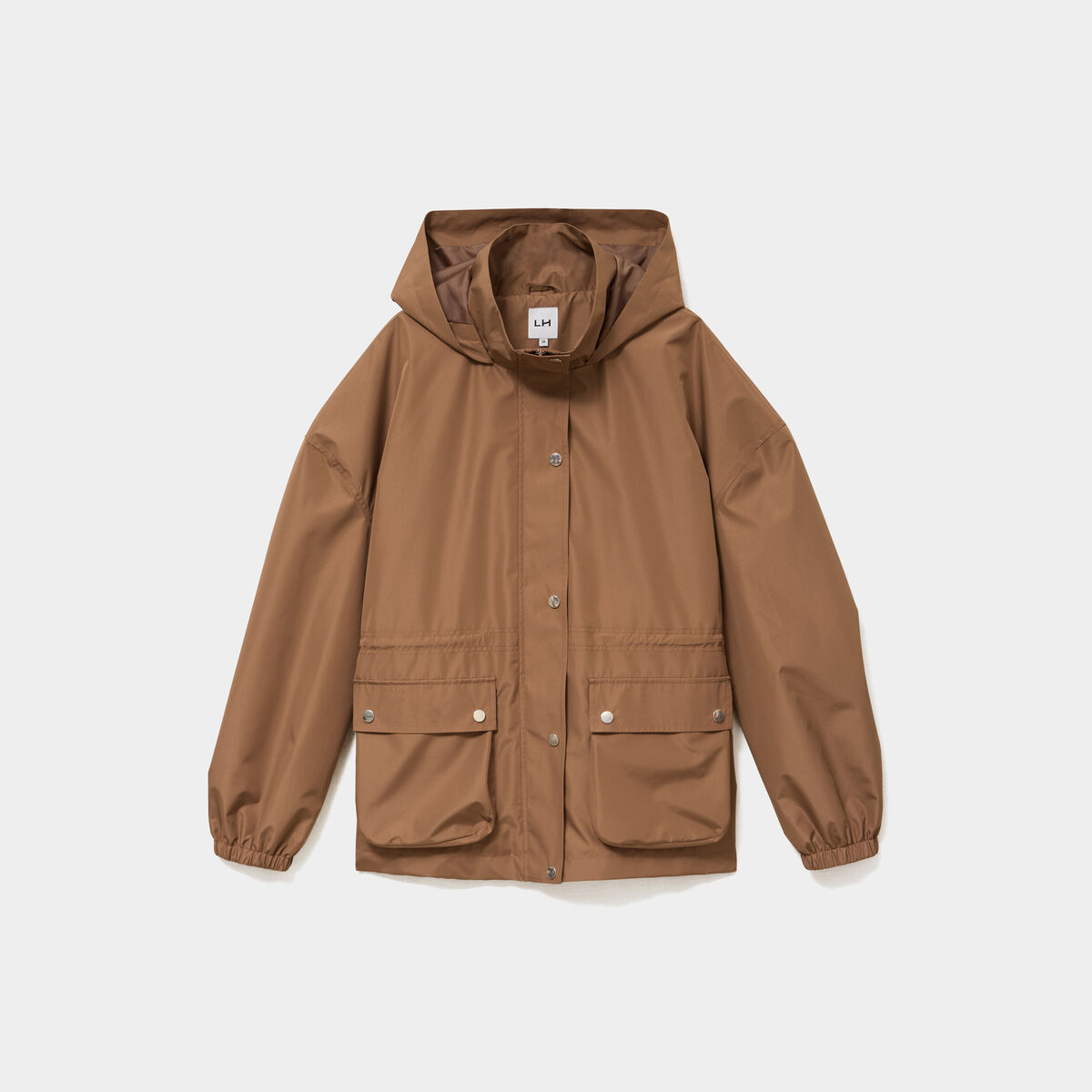 Parka &agrave; capuche taille &agrave; coulisse taupe femme