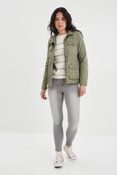 Pull ajouré devant col rond Creeks beige femme