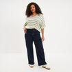 Pull manches 3/4 col en V vert clair femme grande taille