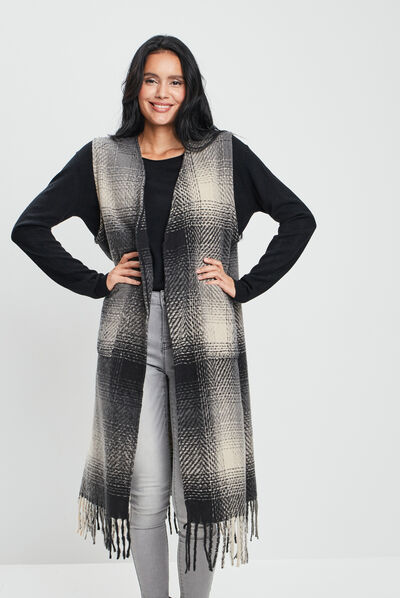 Poncho sans manches marron femme