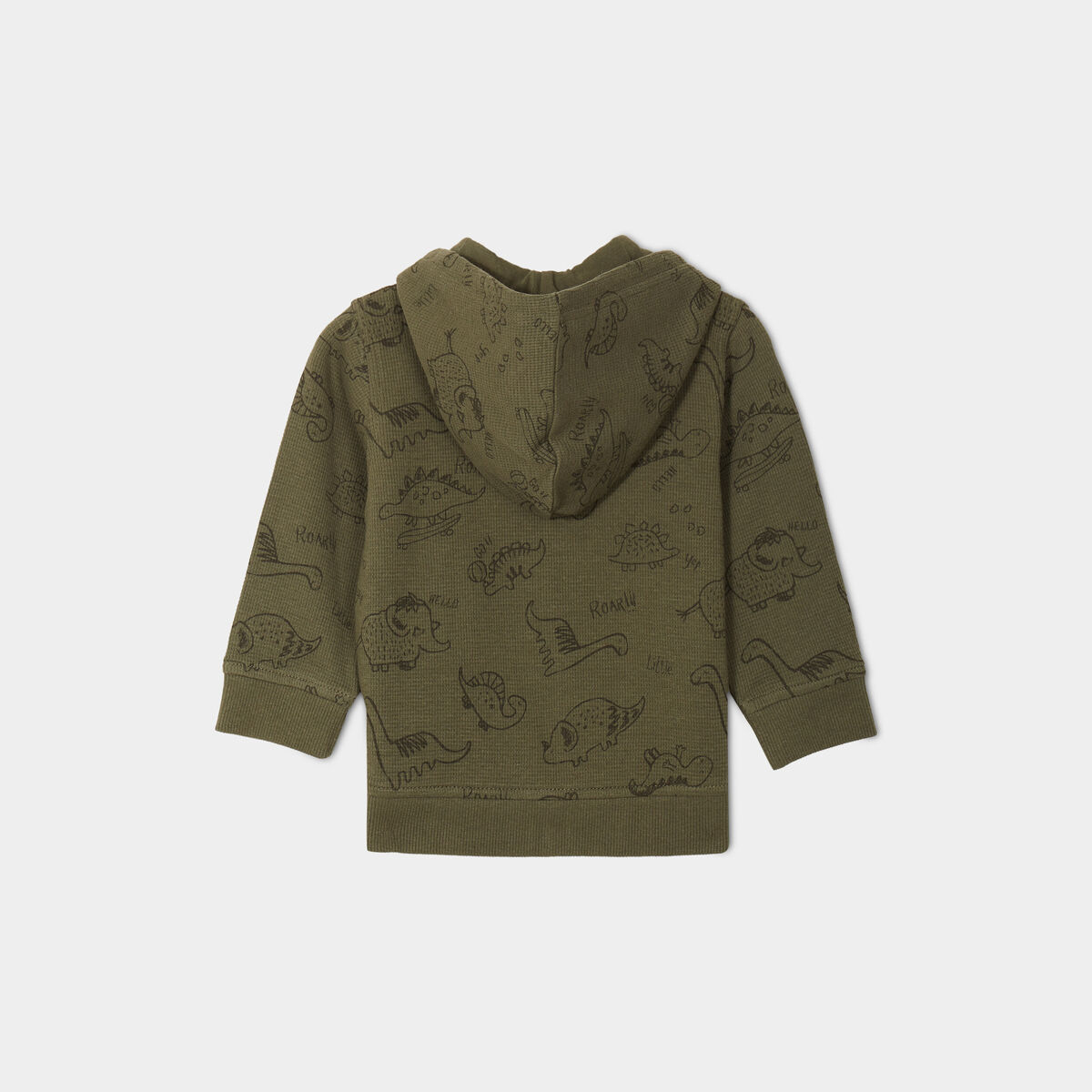 Sweat zippé à capuche coton vert kaki bébé garçon